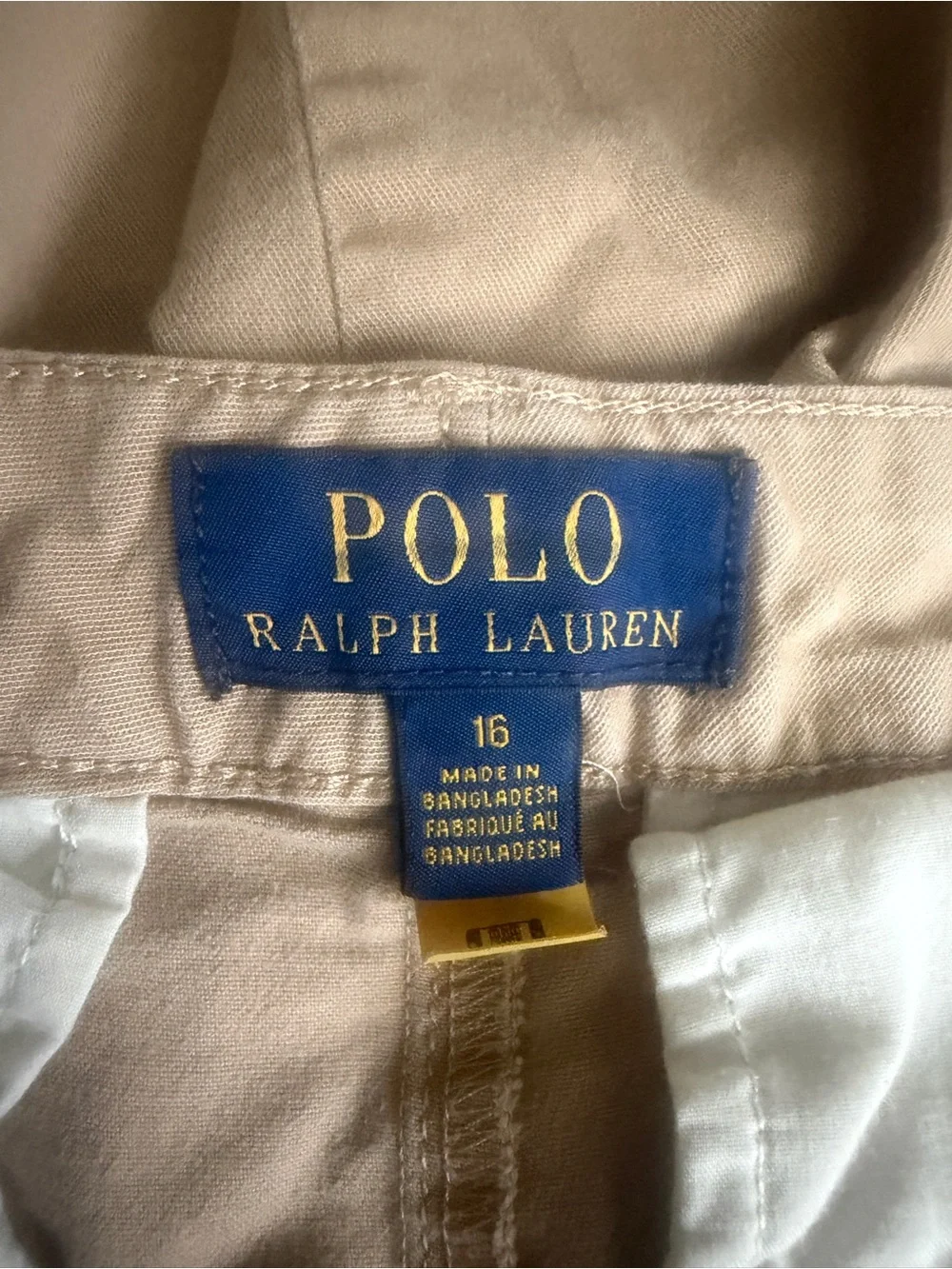 Boys Polo by Ralph Lauren Khaki Flat Front Cotton Shorts